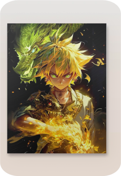 Unleash the Magic with Anime Dragon Boy - Metal Poster