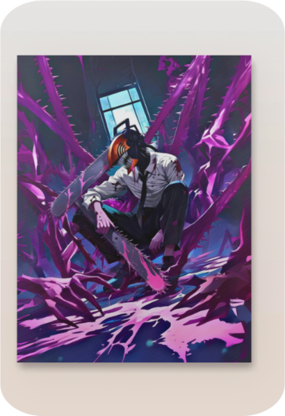 Unleash the Power with Denji - Chainsaw Man Metal Poster