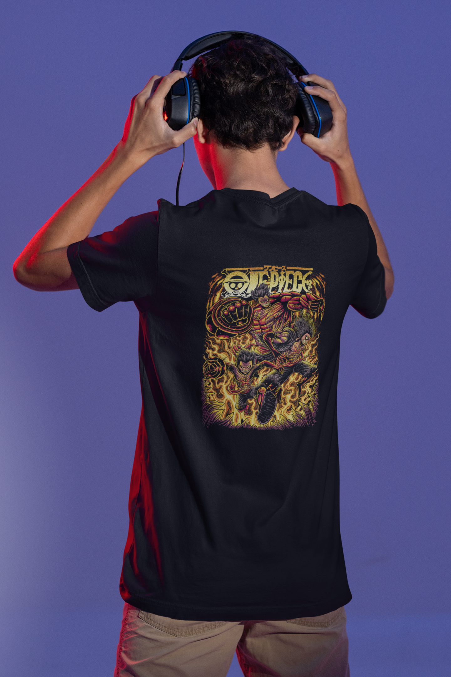 Anime T-Shirt: Triple Monkey D. Luffy Awesomeness